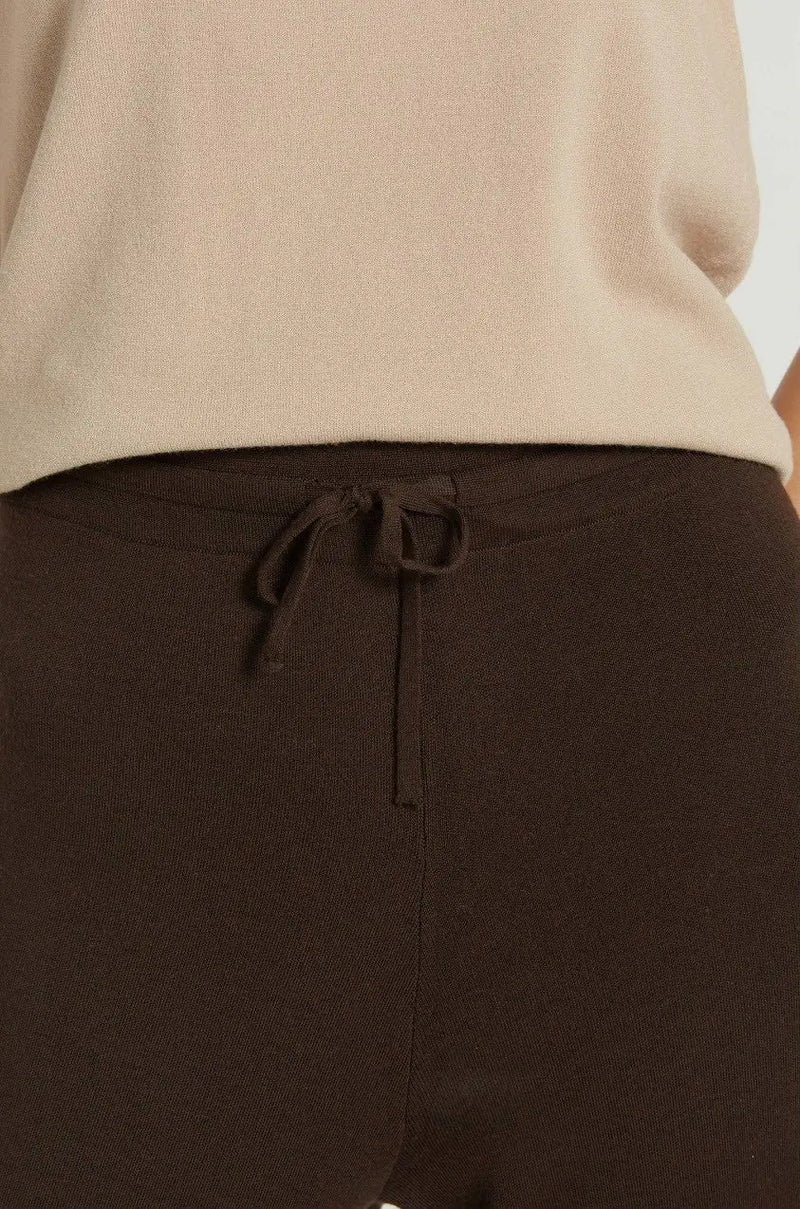 Kahve Beli Bağcıklı Bol Paça Kadın Pantolon