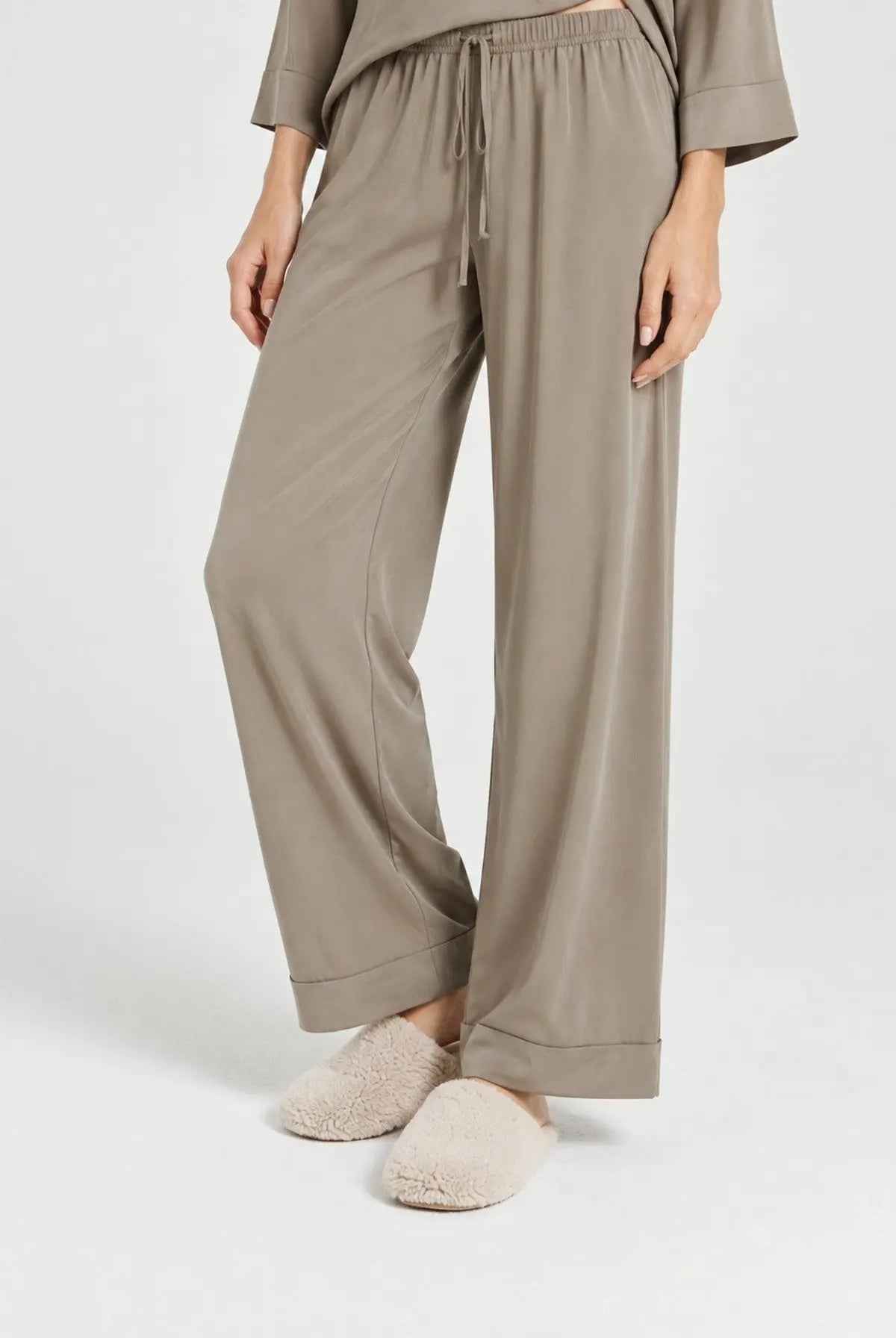 Vizon Beli Bağcıklı Kadın Pijama Altı  Mısırlı
