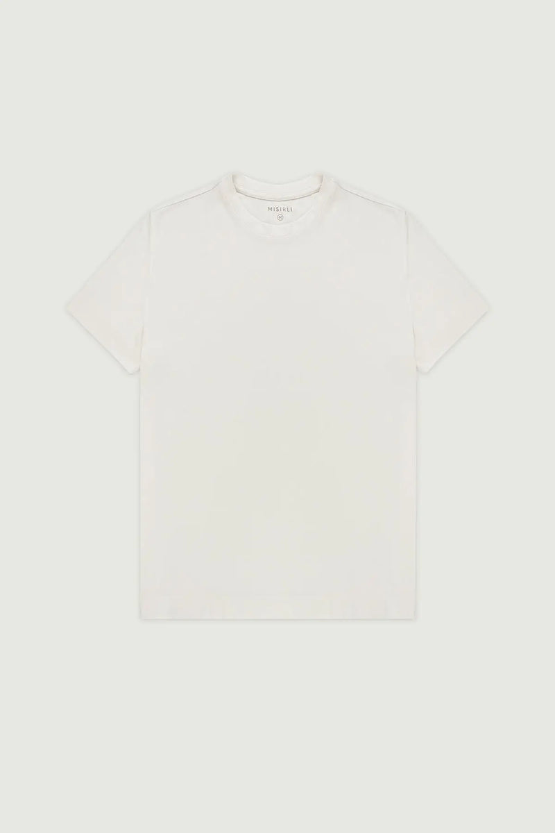 Ekru Kısa Kollu Örme Erkek T-Shirt