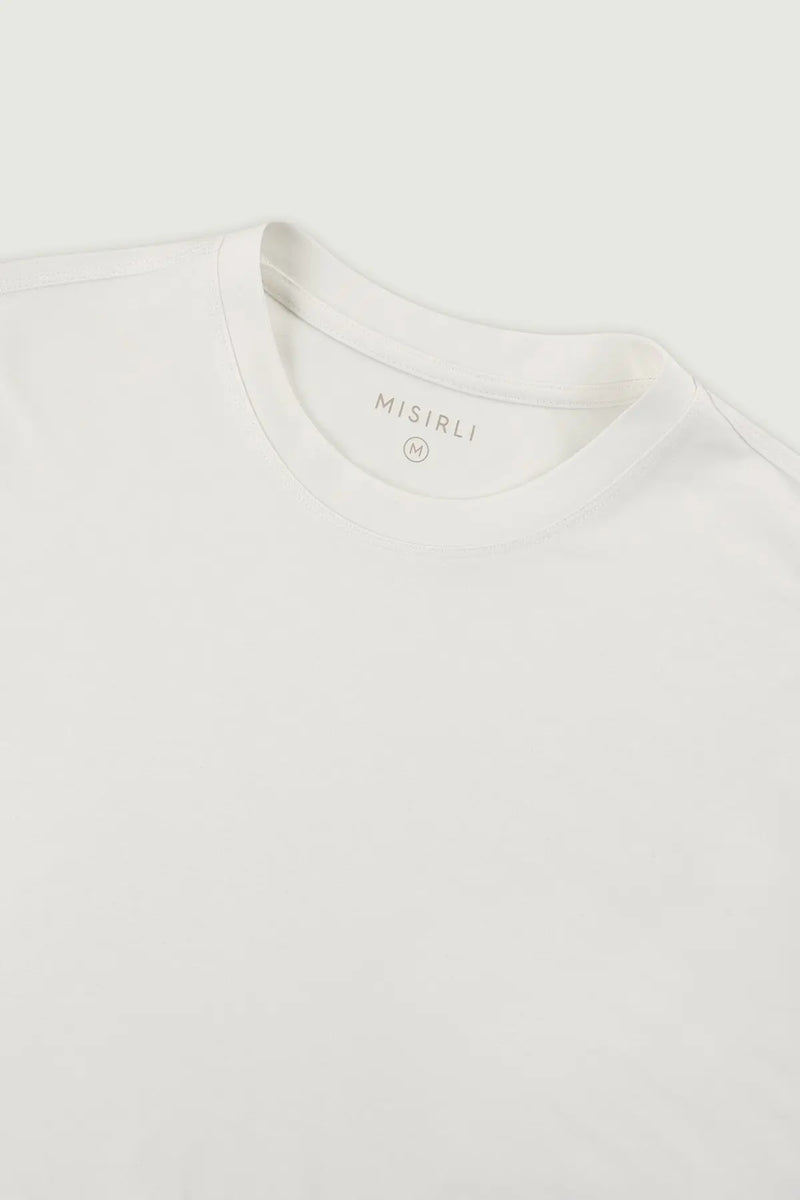 Ekru Kısa Kollu Örme Erkek T-Shirt