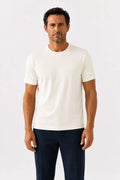 Ekru Kısa Kollu Örme Erkek T-Shirt