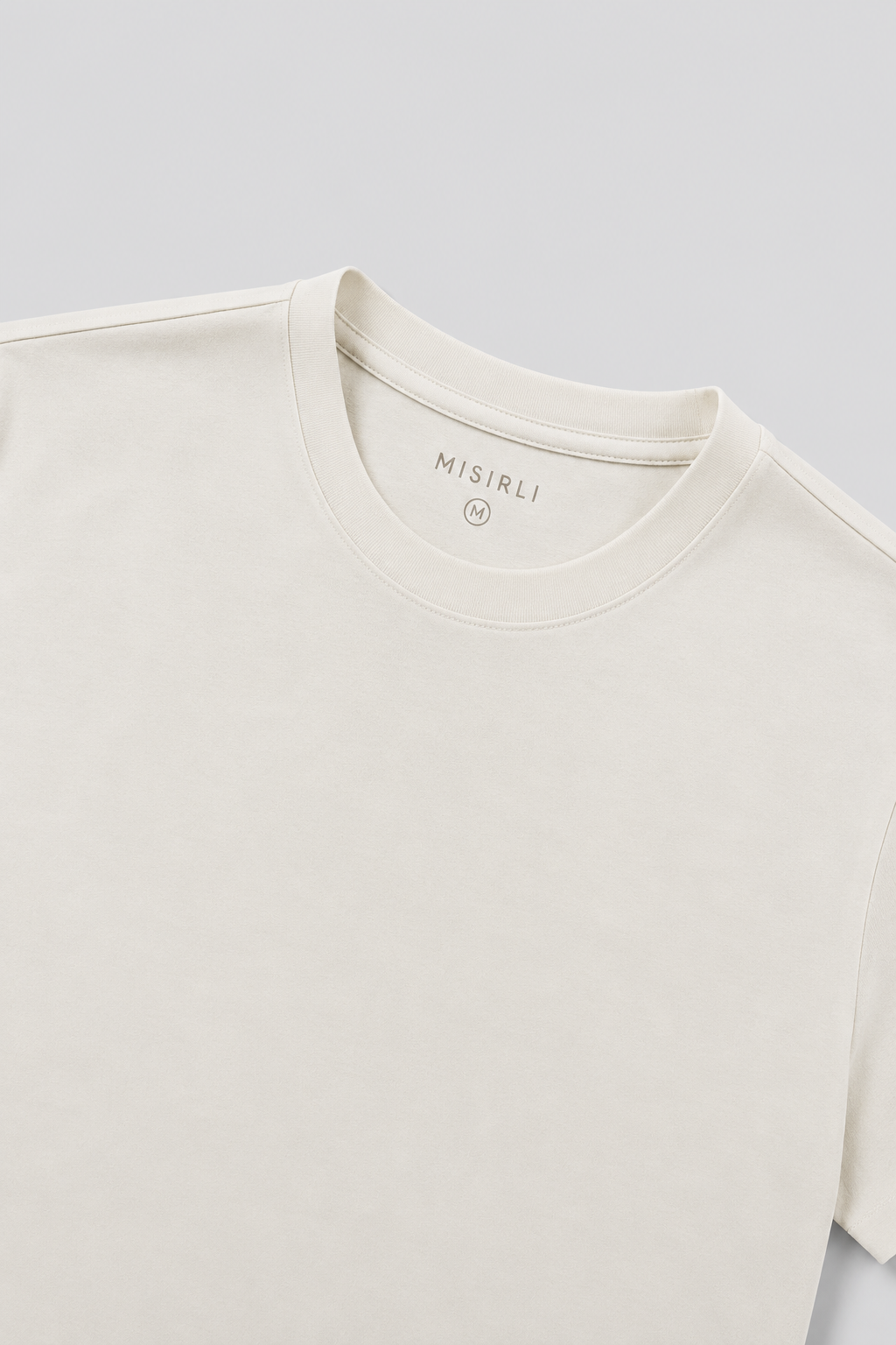 Ekru Kısa Kollu Örme Erkek T-Shirt  Mısırlı