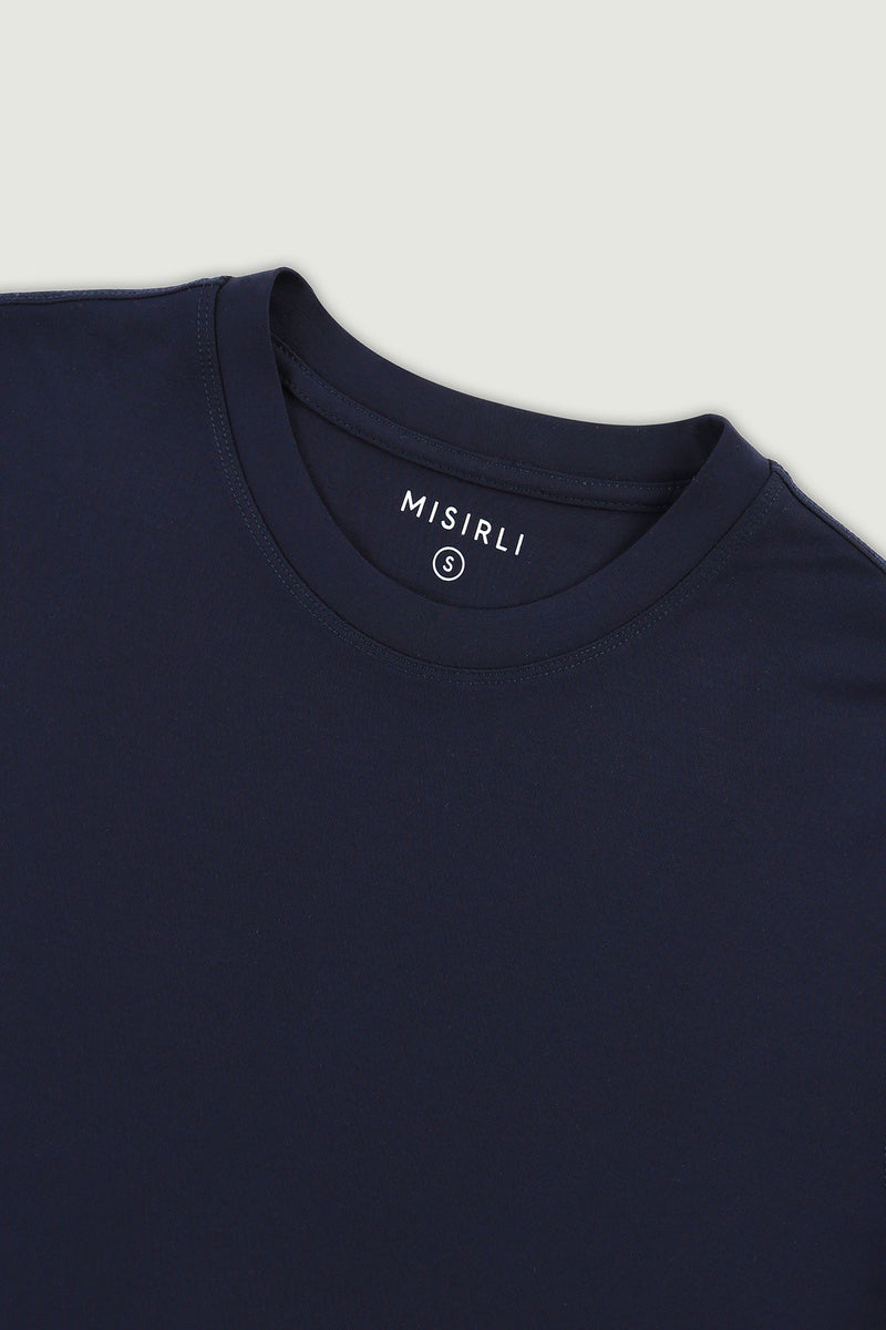 Lacivert Kısa Kollu Örme Erkek T-Shirt