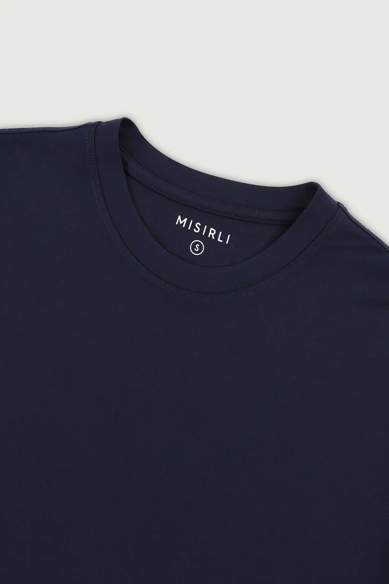Lacivert Kısa Kollu Örme Erkek T-Shirt