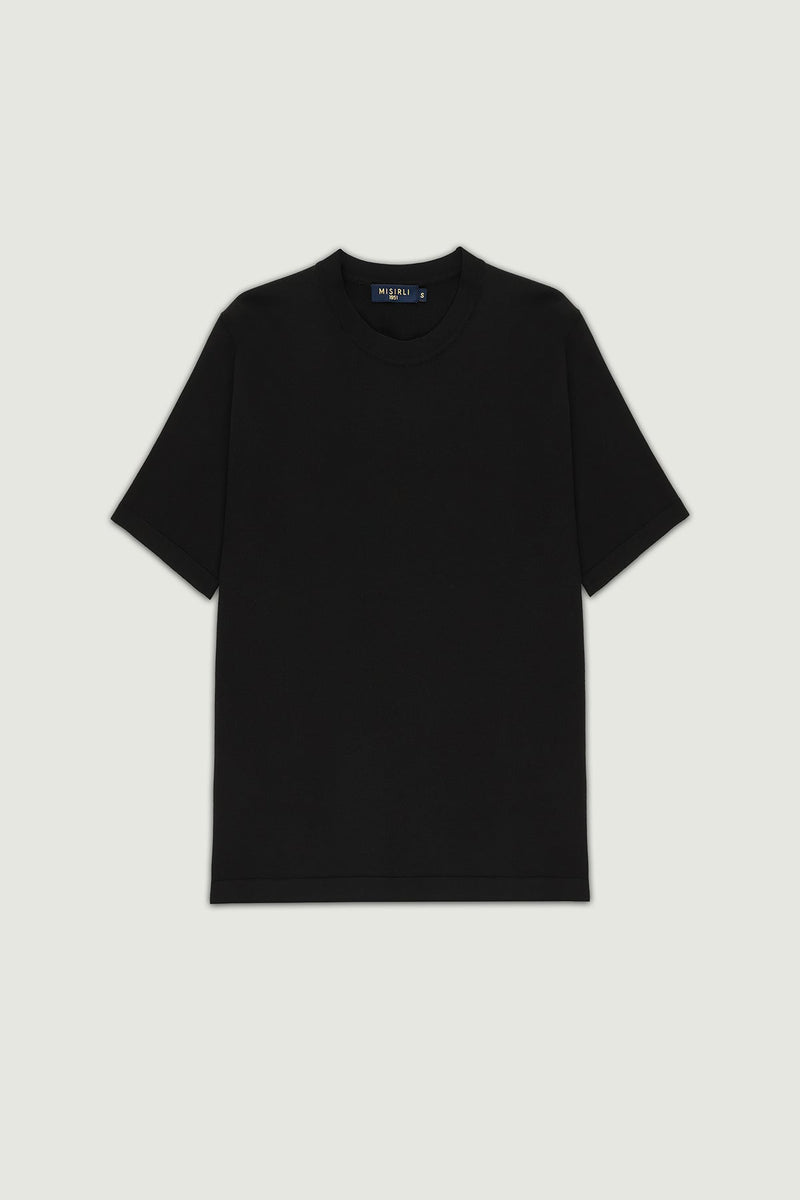 Siyah Bisiklet Yaka Triko Erkek T-Shirt  Mısırlı