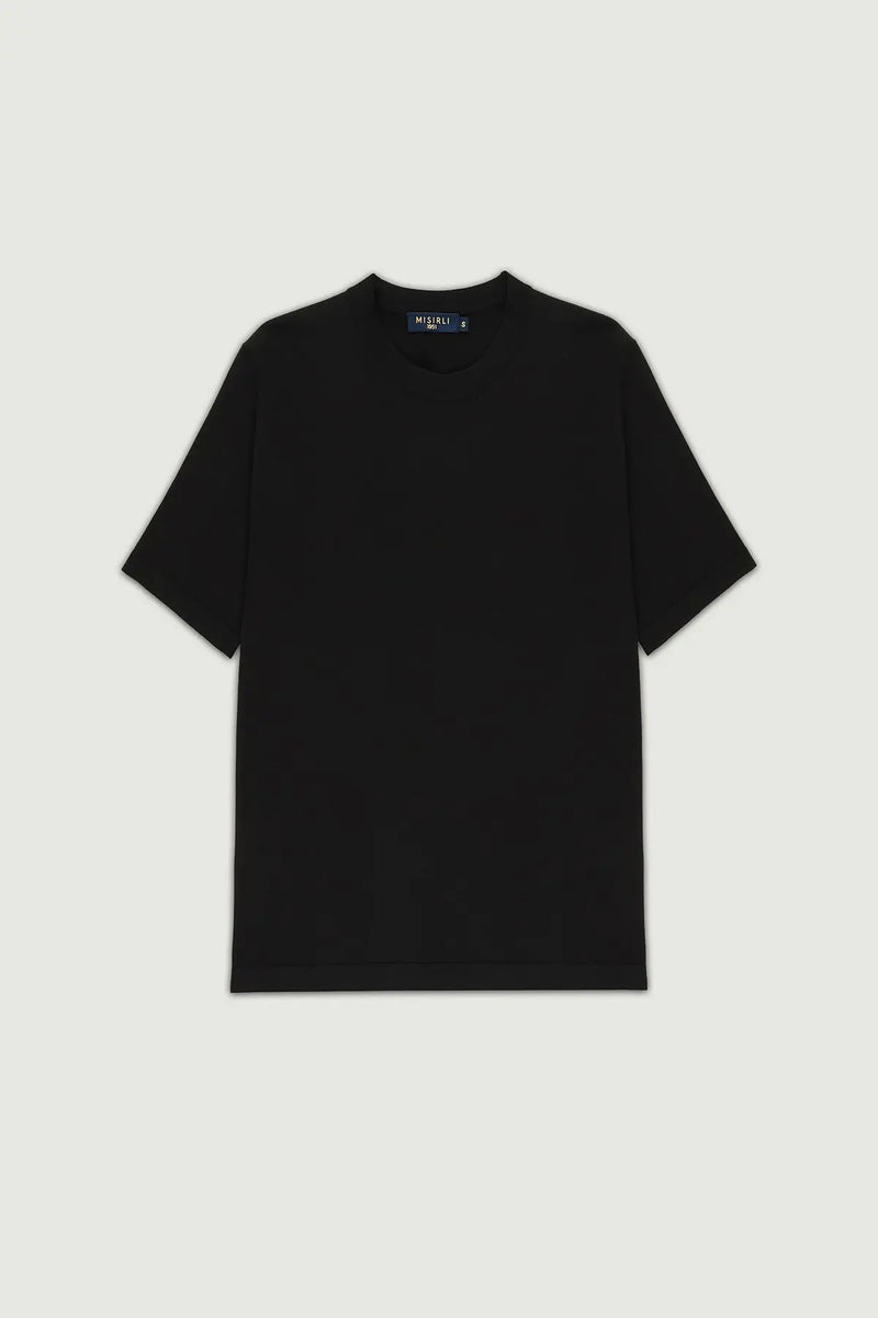 Siyah Bisiklet Yaka Triko Erkek T-Shirt  Mısırlı