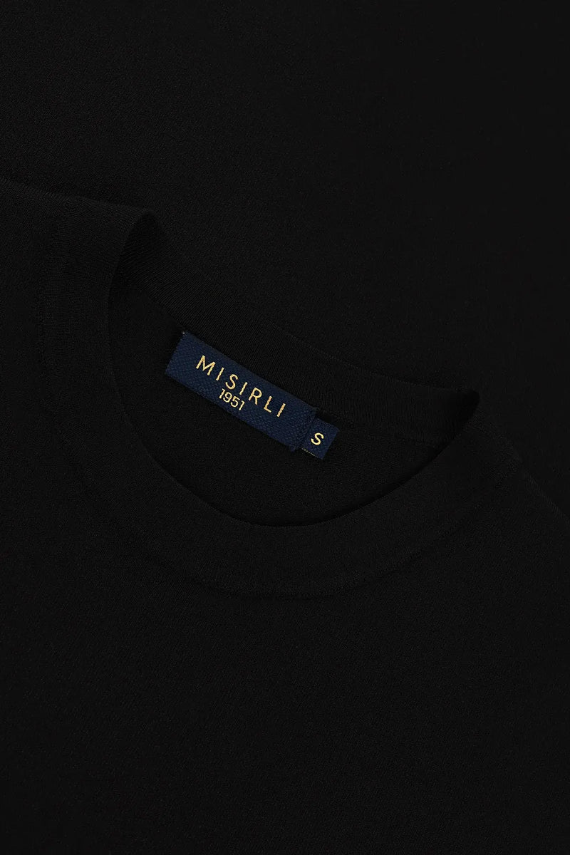 Siyah Bisiklet Yaka Triko Erkek T-Shirt