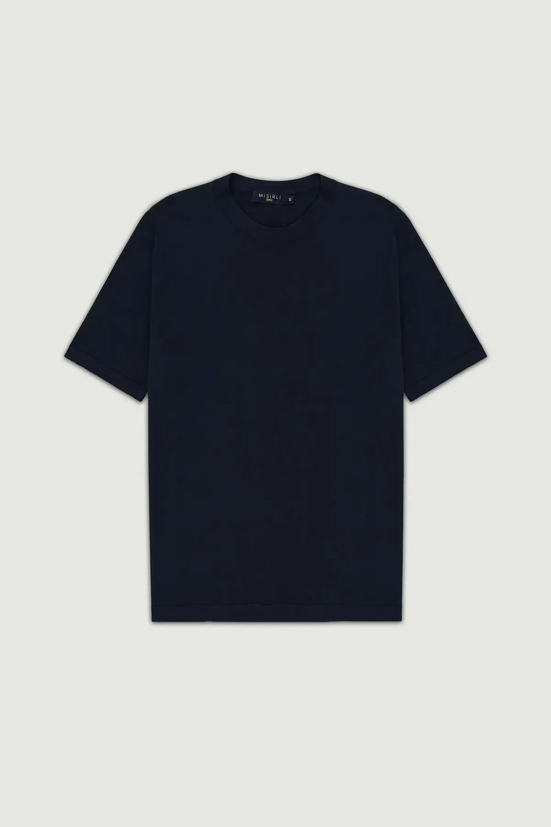 Lacivert Bisiklet Yaka Triko Erkek T-Shirt