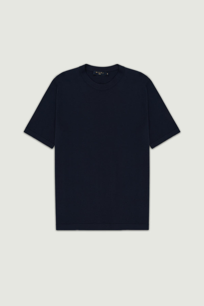 Lacivert Bisiklet Yaka Triko Erkek T-Shirt  Mısırlı