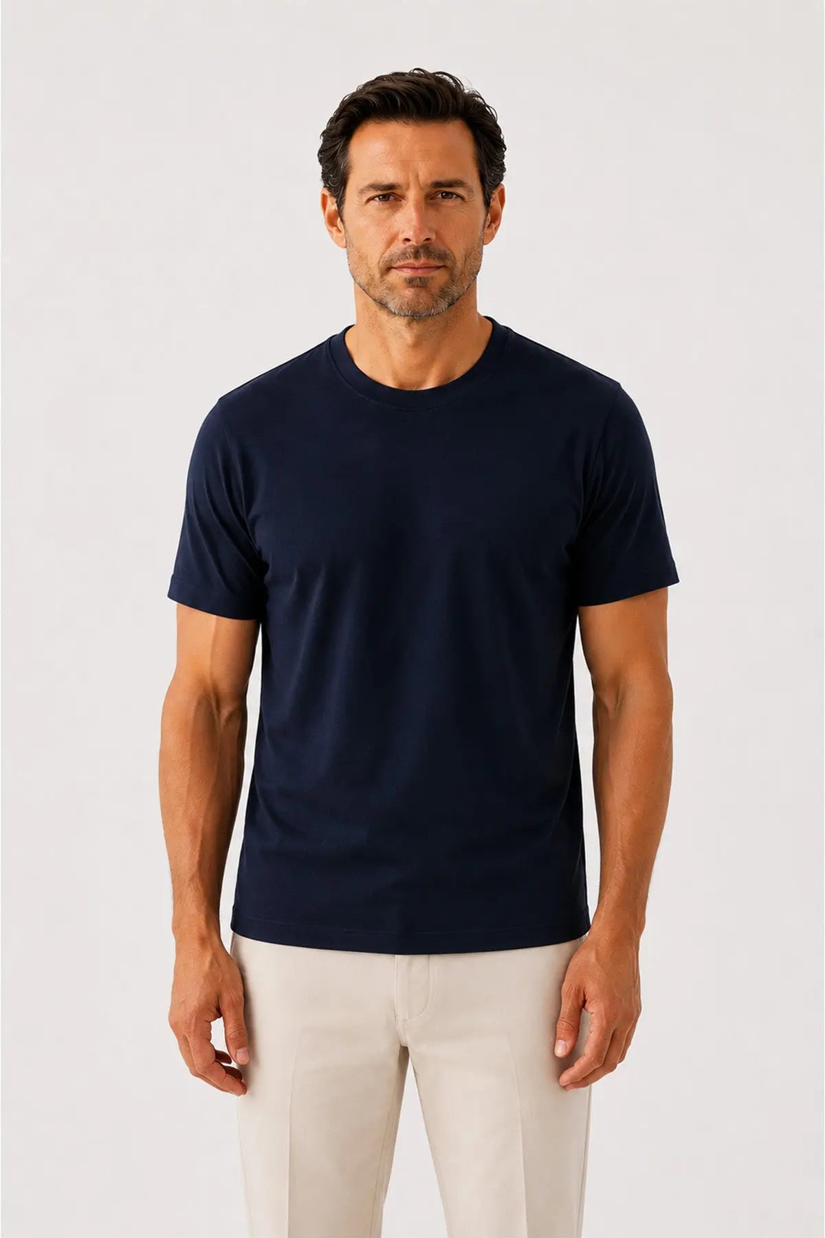 Lacivert Bisiklet Yaka Triko Erkek T-Shirt  Mısırlı