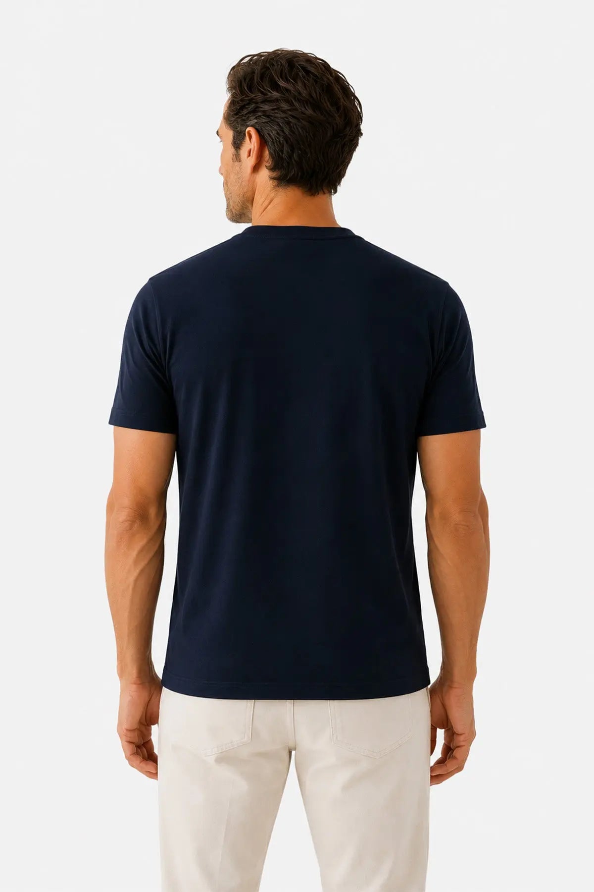 Lacivert Bisiklet Yaka Triko Erkek T-Shirt  Mısırlı