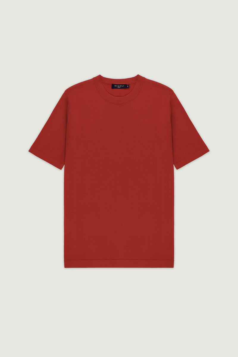 Kiremit Bisiklet Yaka Triko Erkek T-Shirt  Mısırlı