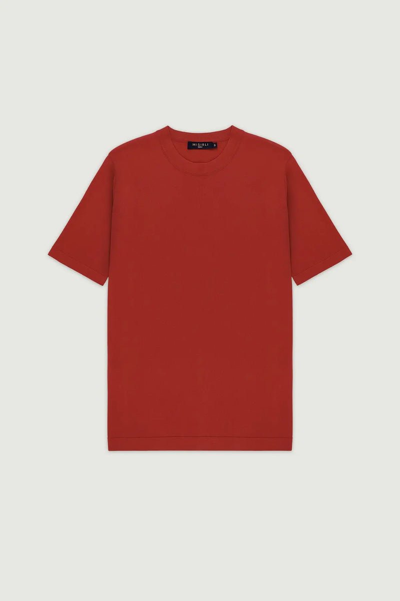 Kiremit Bisiklet Yaka Triko Erkek T-Shirt  Mısırlı
