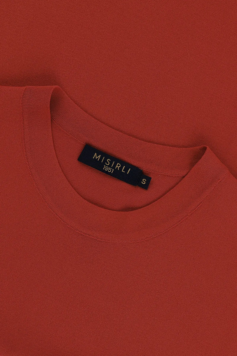 Kiremit Bisiklet Yaka Triko Erkek T-Shirt