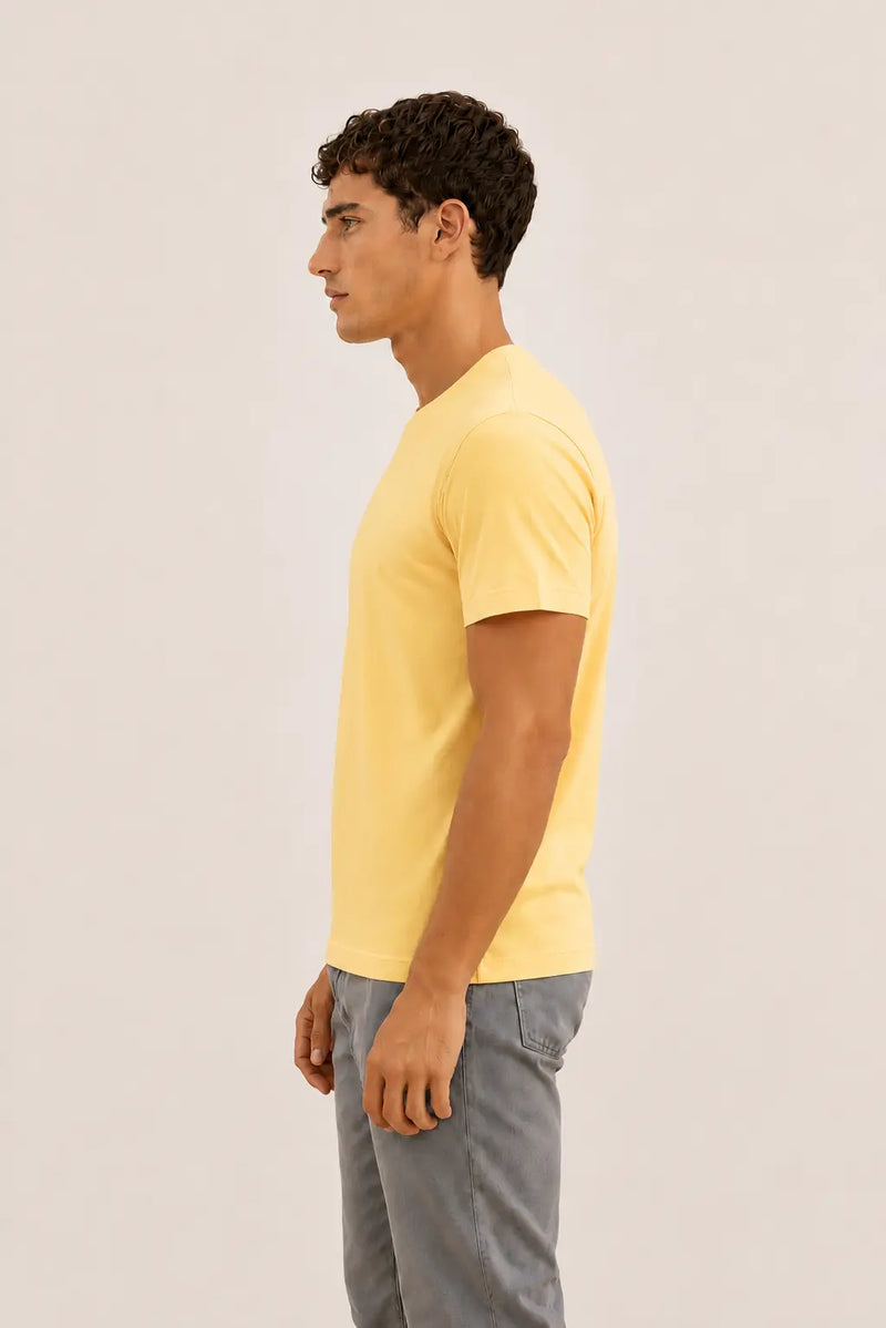 Açık Sarı Bisiklet Yaka Triko Erkek T-Shirt  Mısırlı 1951