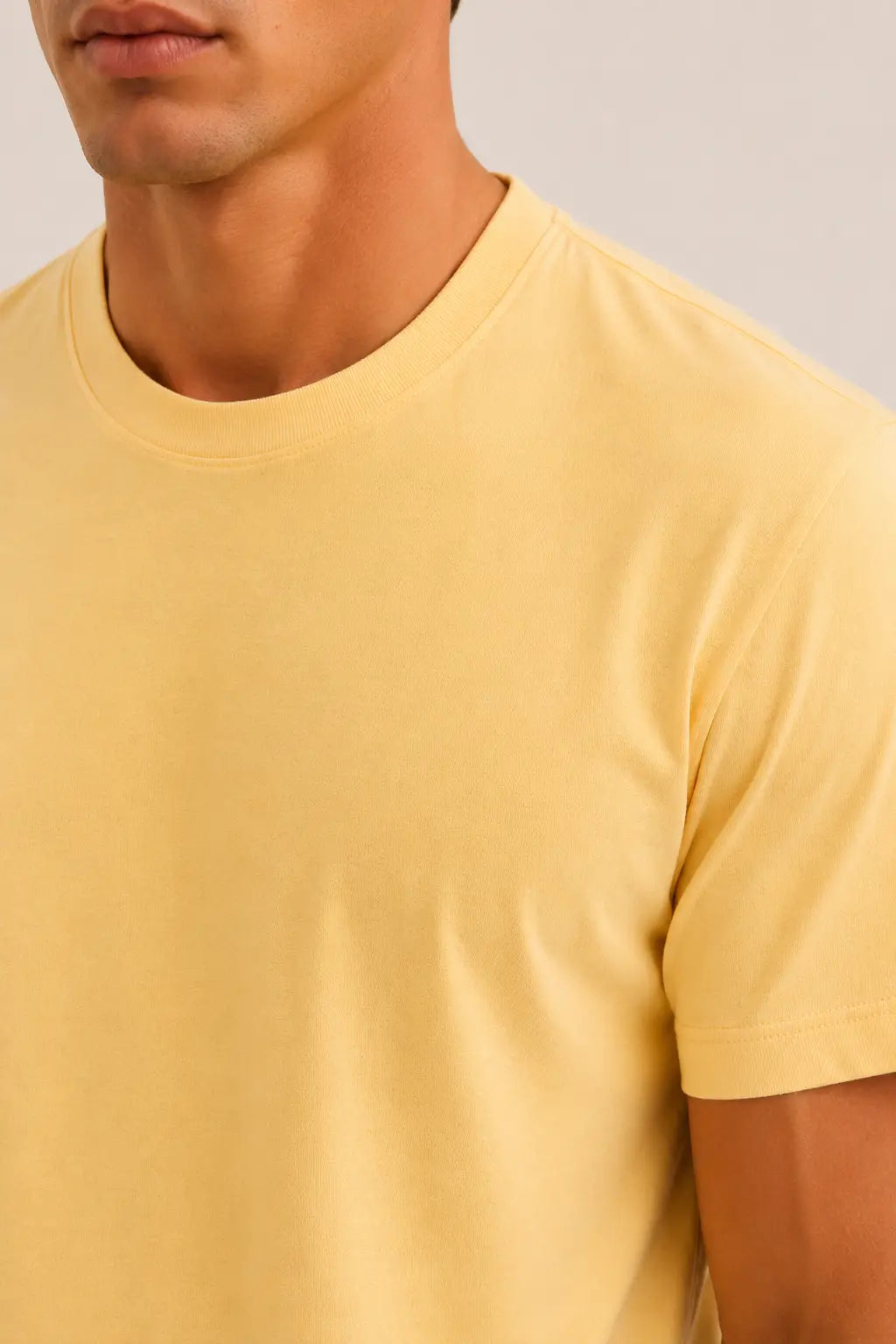 Açık Sarı Bisiklet Yaka Triko Erkek T-Shirt  Mısırlı 1951