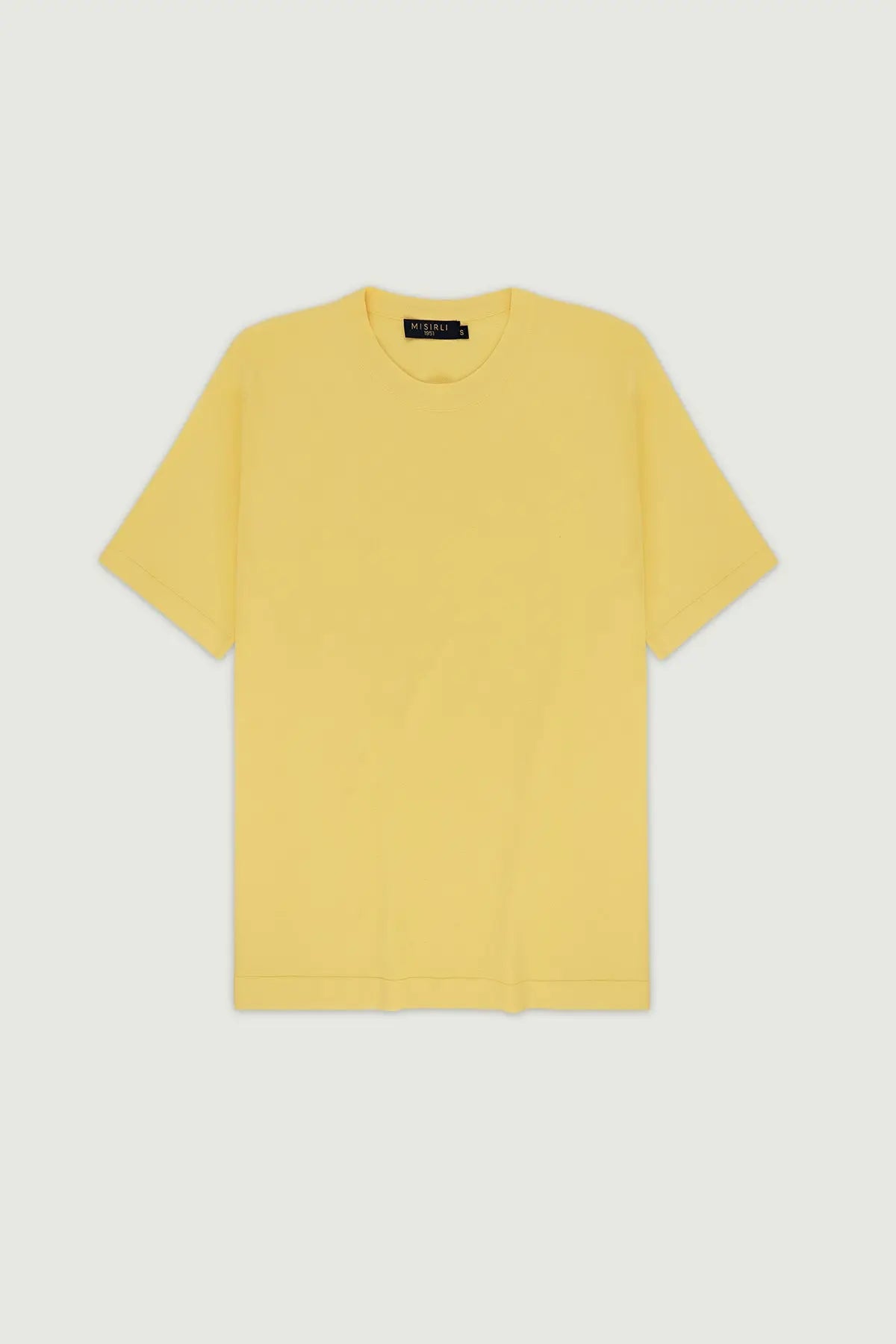 Açık Sarı Bisiklet Yaka Triko Erkek T-Shirt  Mısırlı