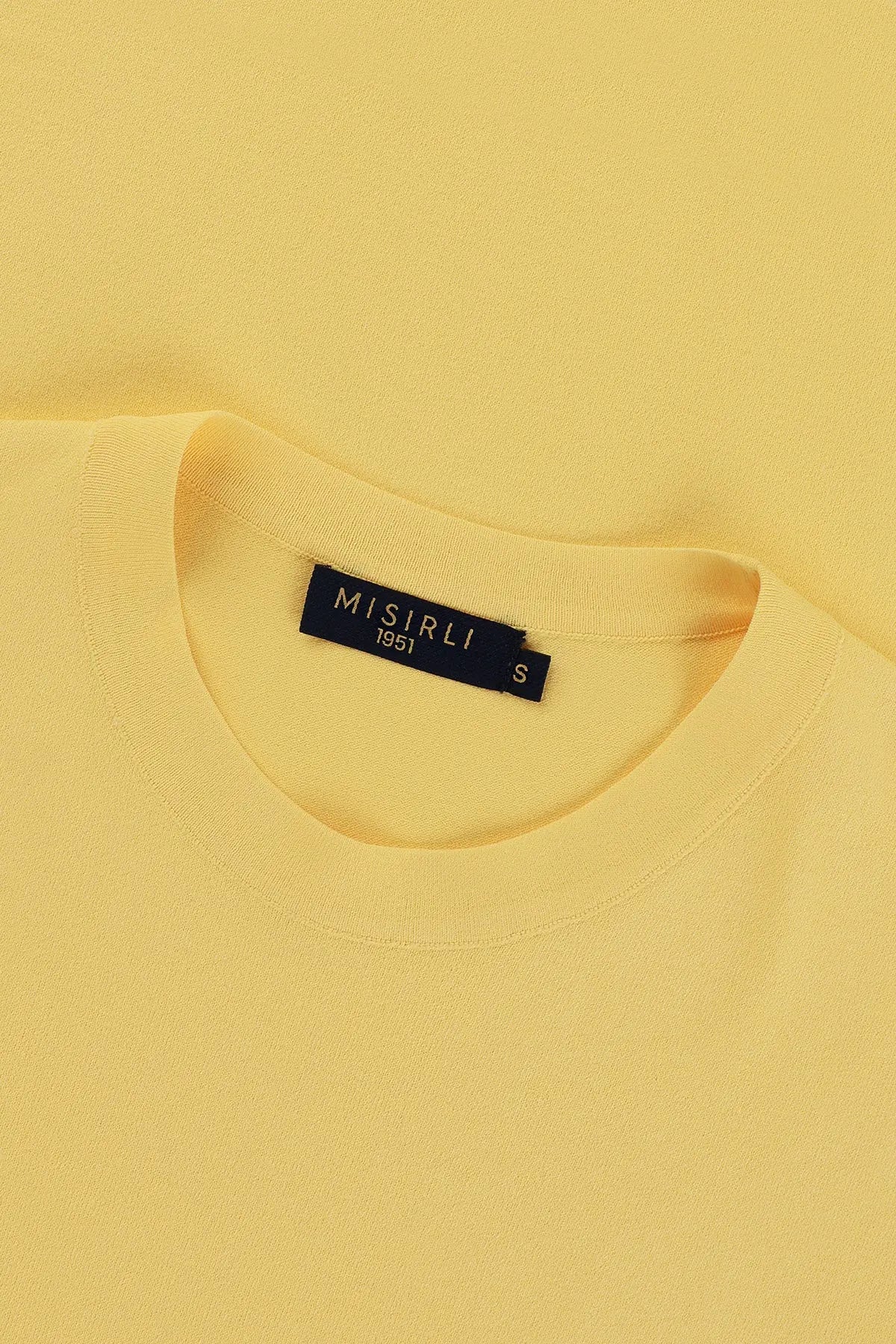 Açık Sarı Bisiklet Yaka Triko Erkek T-Shirt  Mısırlı