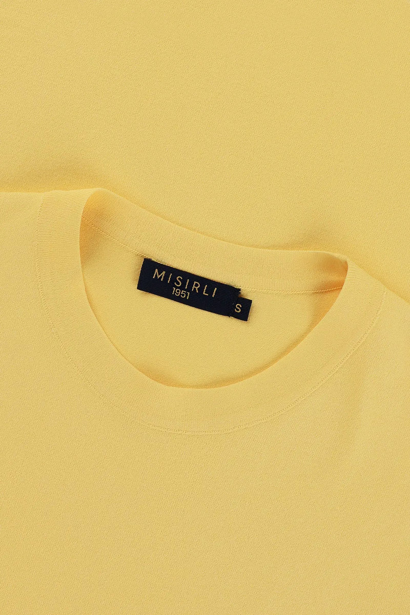 Açık Sarı Bisiklet Yaka Triko Erkek T-Shirt