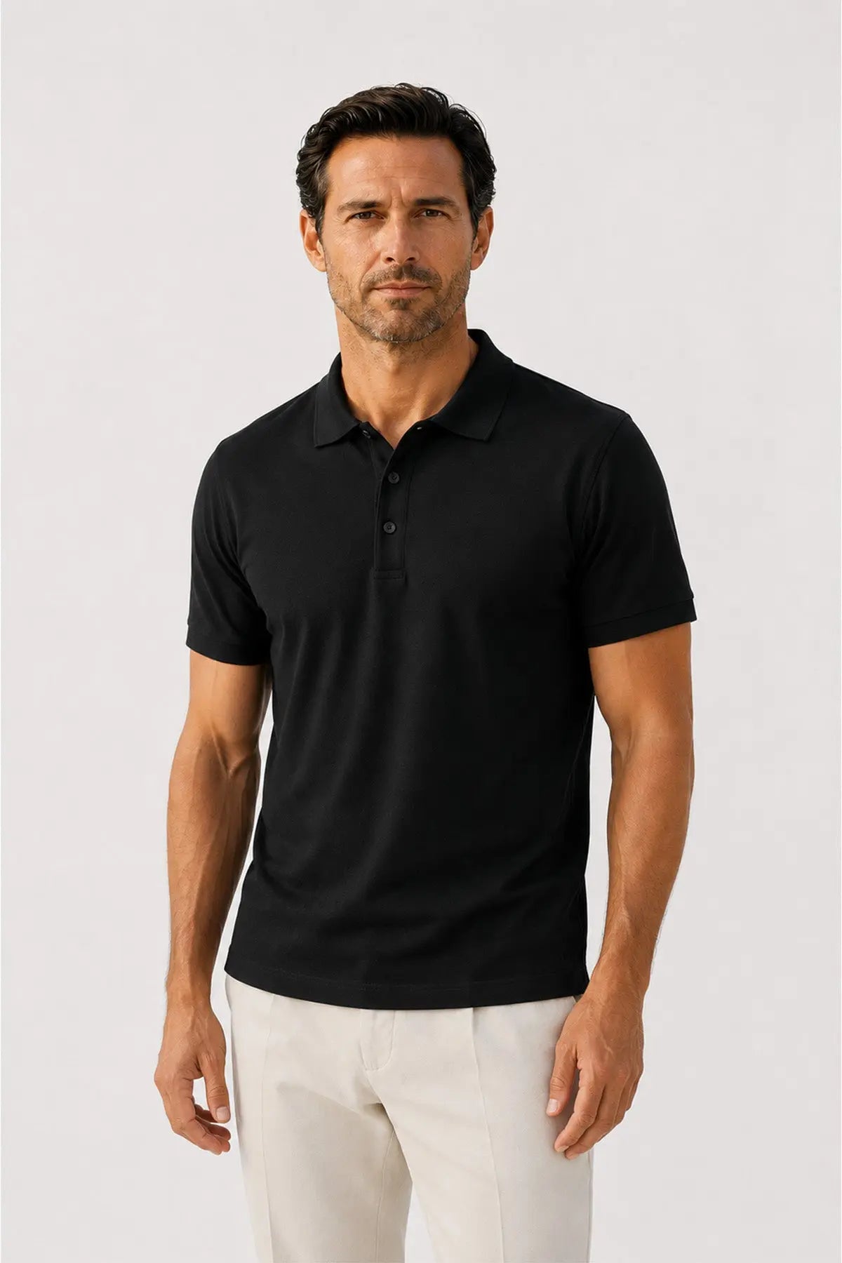 Siyah Polo Yaka Triko Erkek T-Shirt  Mısırlı