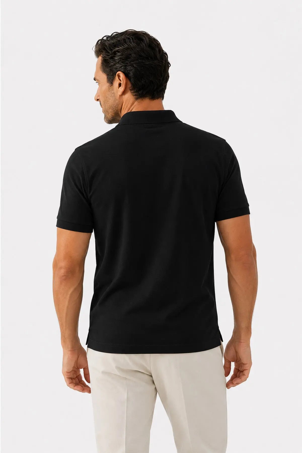 Siyah Polo Yaka Triko Erkek T-Shirt  Mısırlı