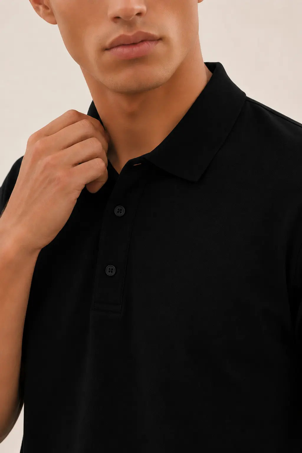 Siyah Polo Yaka Triko Erkek T-Shirt  Mısırlı 1951
