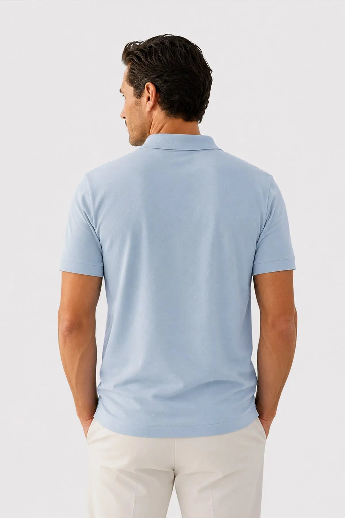 Açık Mavi Polo Yaka Triko Erkek T-Shirt  Mısırlı