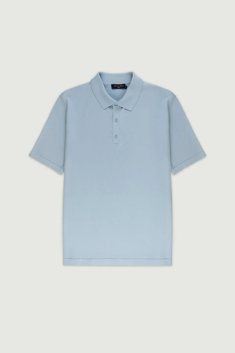 Açık Mavi Polo Yaka Triko Erkek T-Shirt  Mısırlı