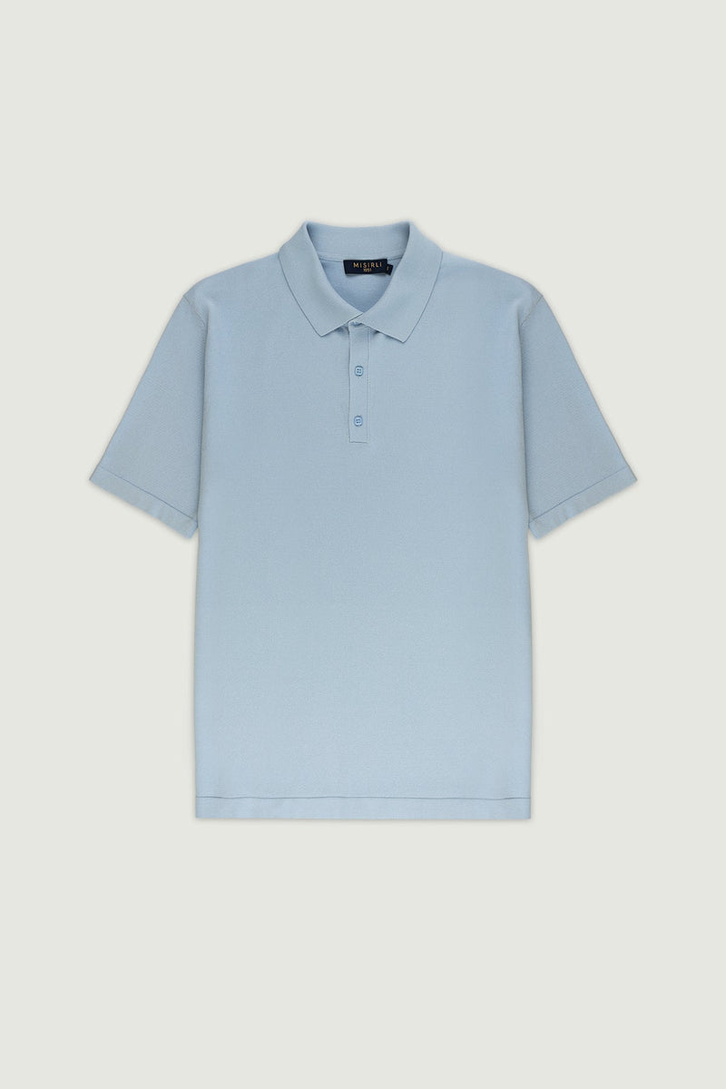 Açık Mavi Polo Yaka Triko Erkek T-Shirt  Mısırlı