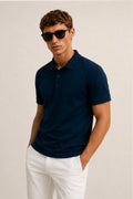 Lacivert Polo Yaka Triko Erkek T-Shirt