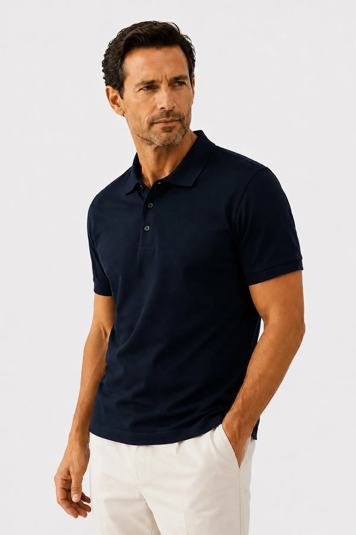 Lacivert Polo Yaka Triko Erkek T-Shirt  Mısırlı
