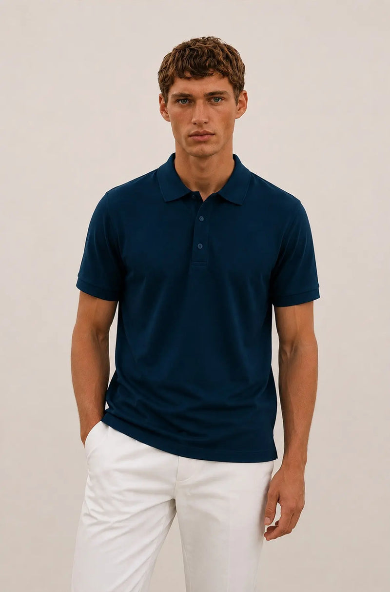 Lacivert Polo Yaka Triko Erkek T-Shirt  Mısırlı