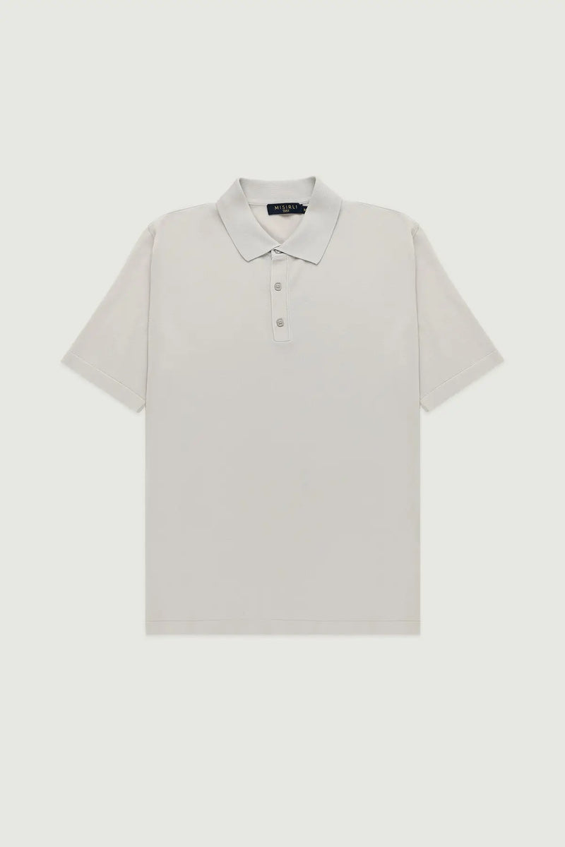 Açık Gri Polo Yaka Triko Erkek T-Shirt