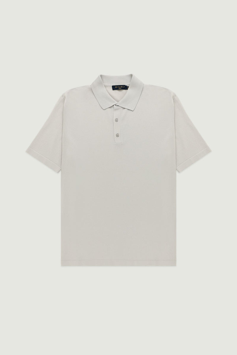 Açık Gri Polo Yaka Triko Erkek T-Shirt  Mısırlı
