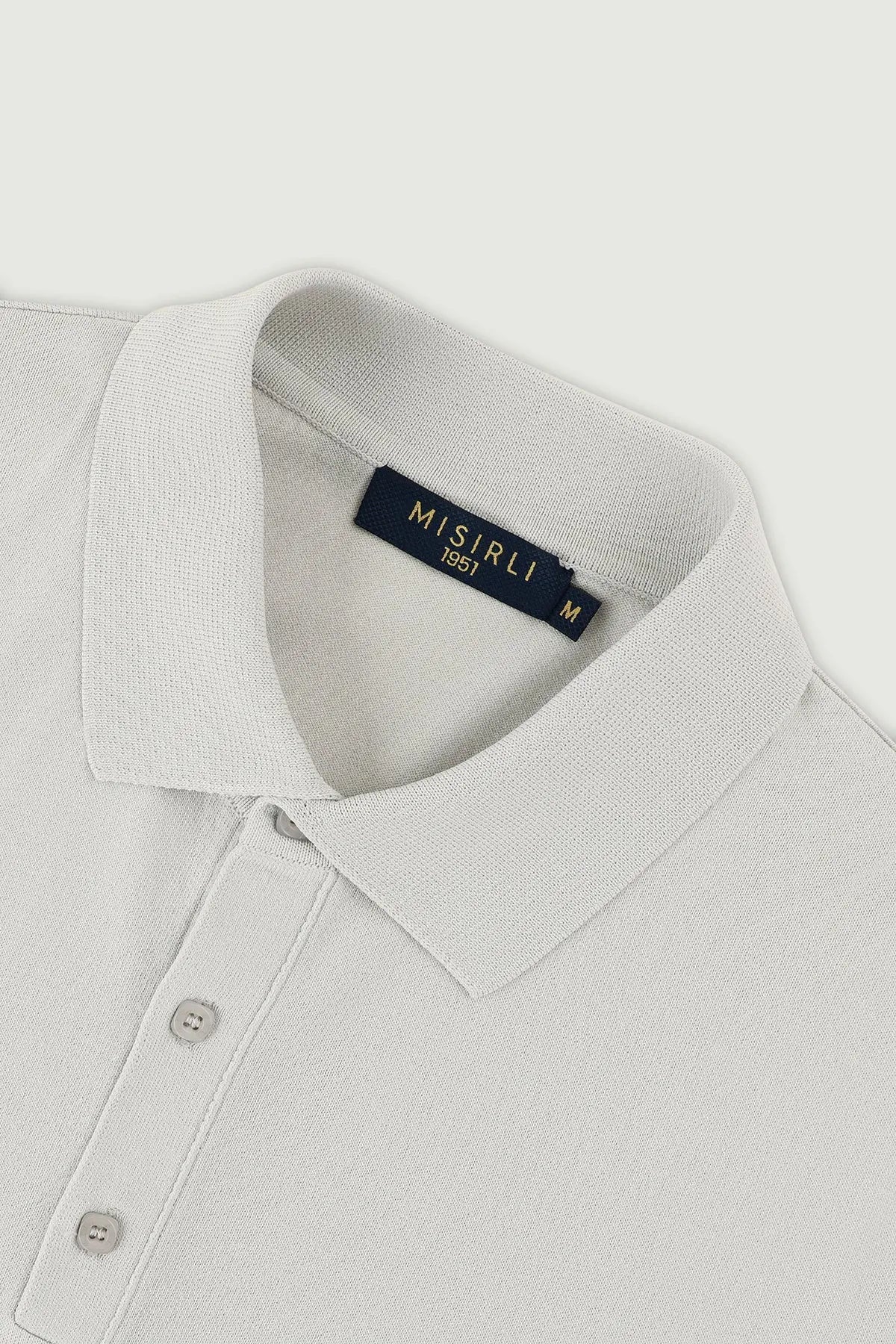 Açık Gri Polo Yaka Triko Erkek T-Shirt  Mısırlı