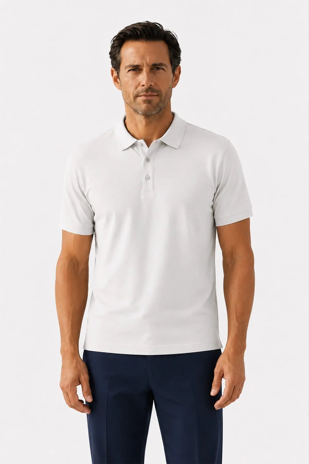 Açık Gri Polo Yaka Triko Erkek T-Shirt  Mısırlı