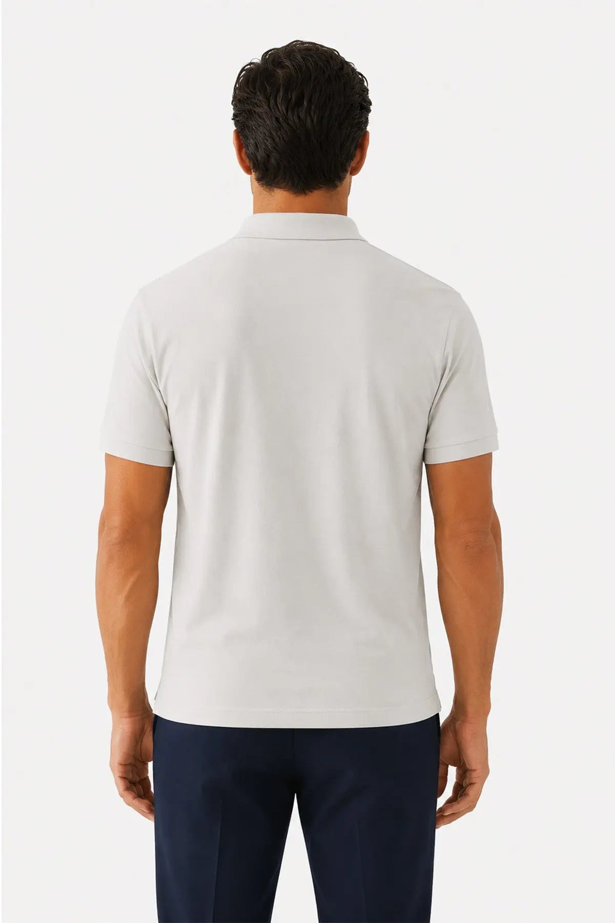 Açık Gri Polo Yaka Triko Erkek T-Shirt  Mısırlı