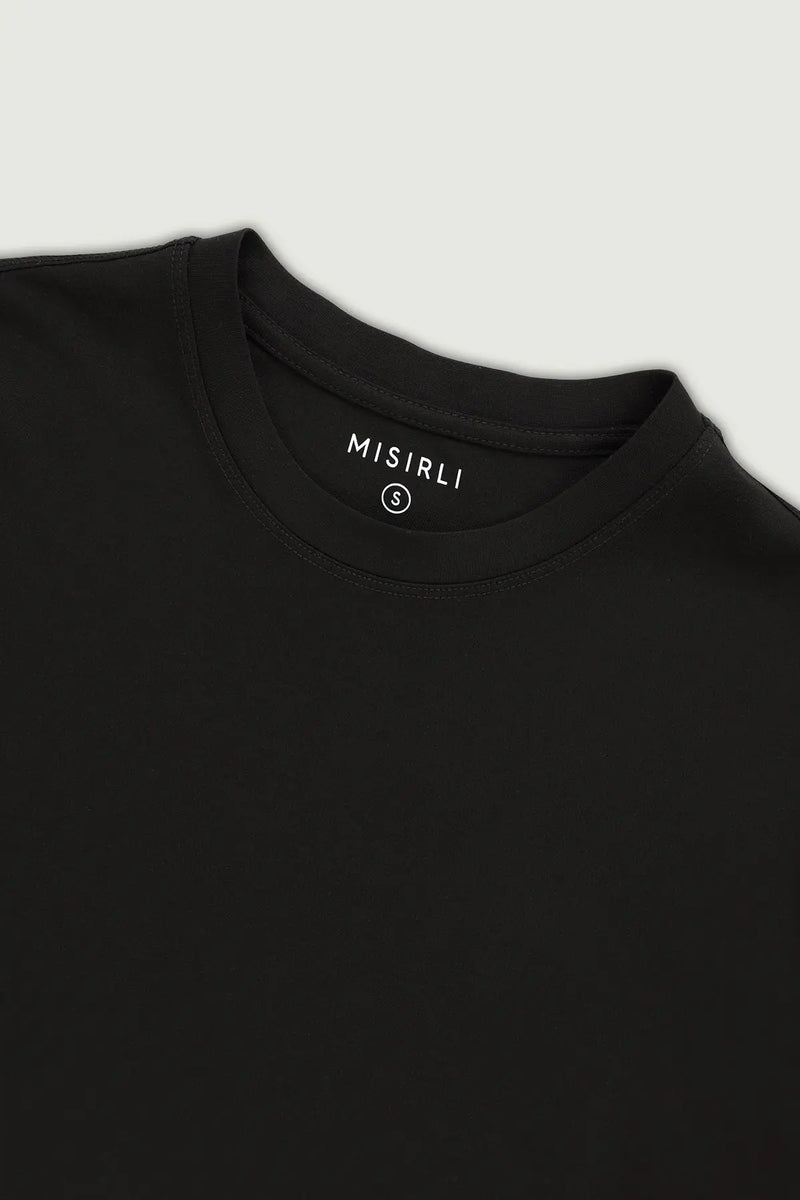 Siyah Kısa Kollu Örme Erkek T-Shirt