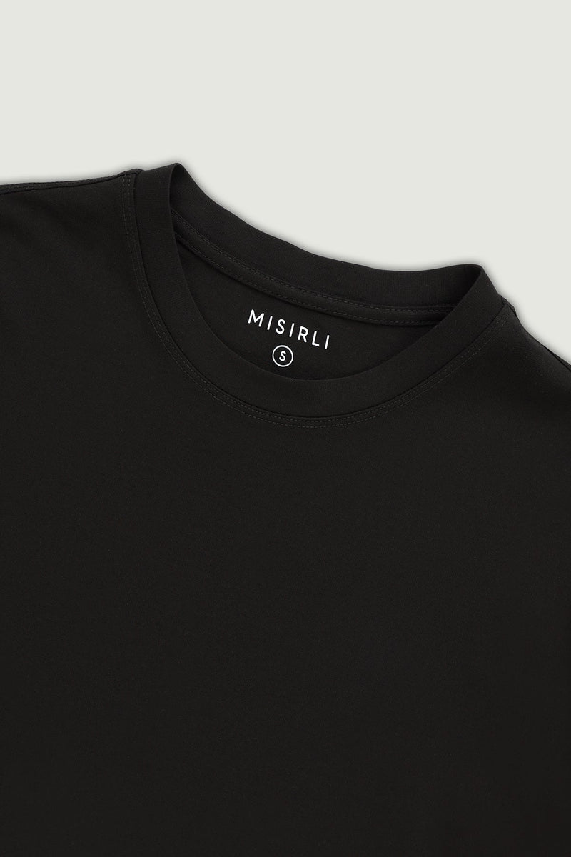 Siyah Kısa Kollu Örme Erkek T-Shirt