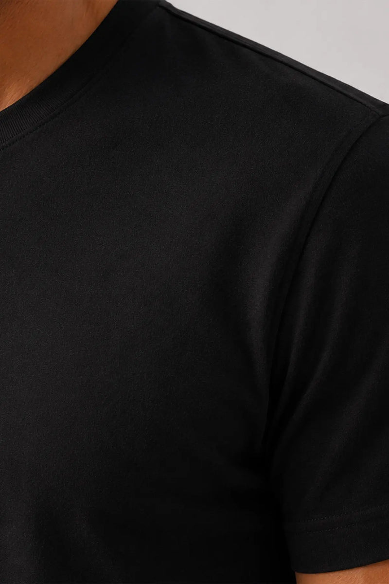 Siyah Kısa Kollu Örme Erkek T-Shirt  Mısırlı