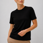Siyah Bisiklet Yaka Kadın T-Shirt