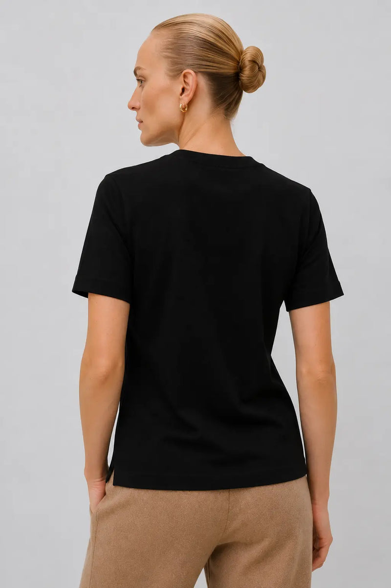 Siyah Bisiklet Yaka Kadın T-Shirt