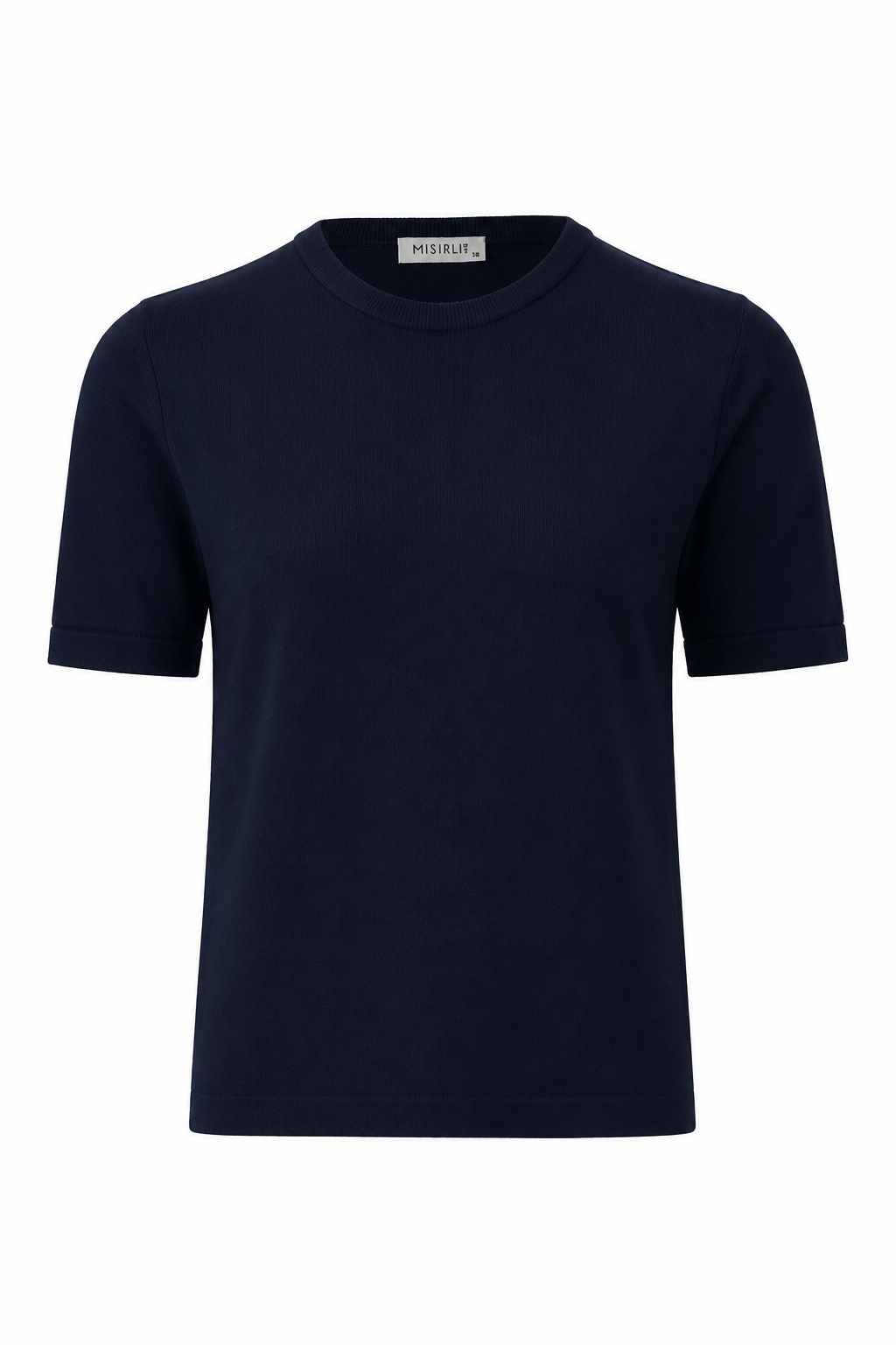 Lacivert Bisiklet Yaka Kısa Kollu Kadın T-Shirt