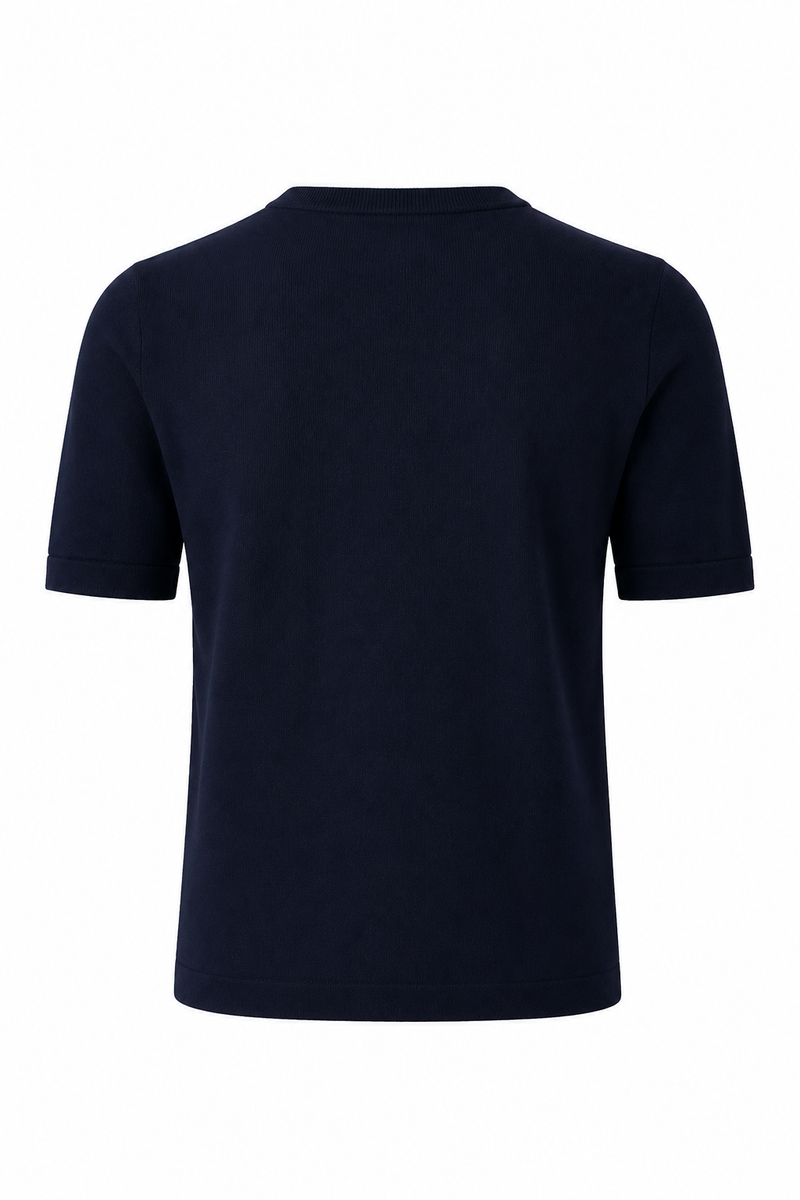 Lacivert Bisiklet Yaka Kısa Kollu Kadın T-Shirt