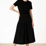 Siyah Kontrast Kumaşlı Uzun Etek - Mısırlı 1951