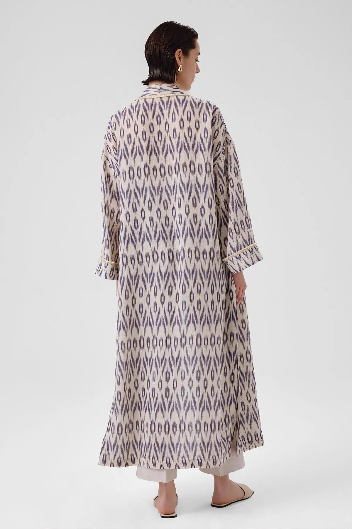 Taş Lacivert Etnik Desenli Kadın Kaftan  Mısırlı 1951