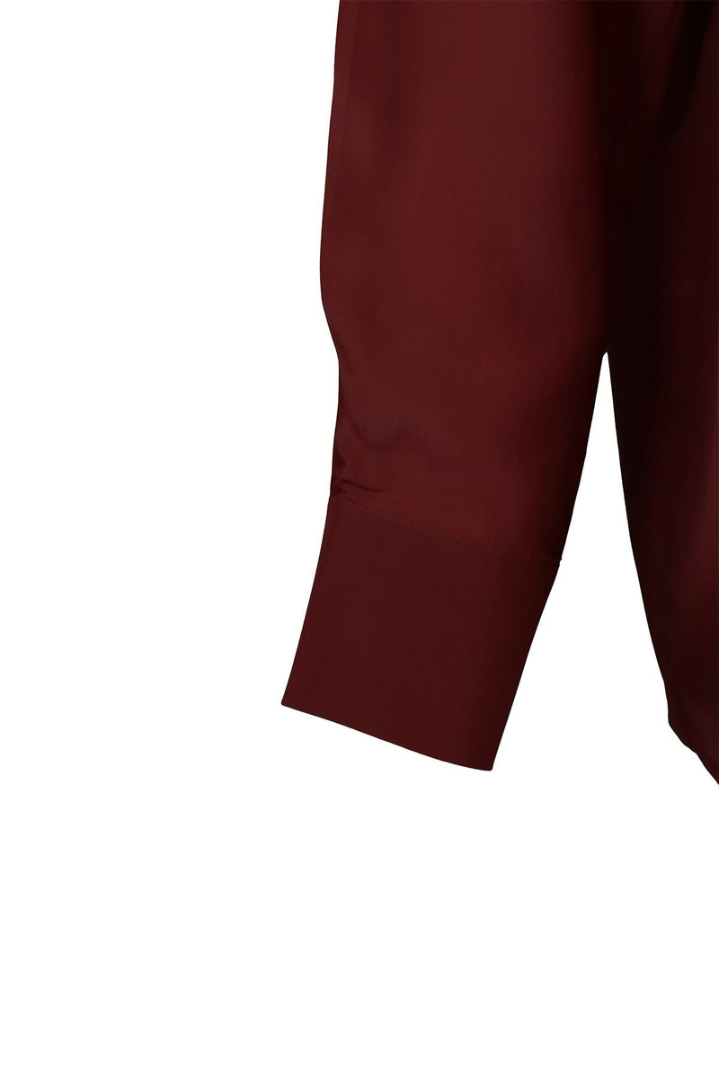 Bordo Pilise Detaylı Kadın Gömlek
