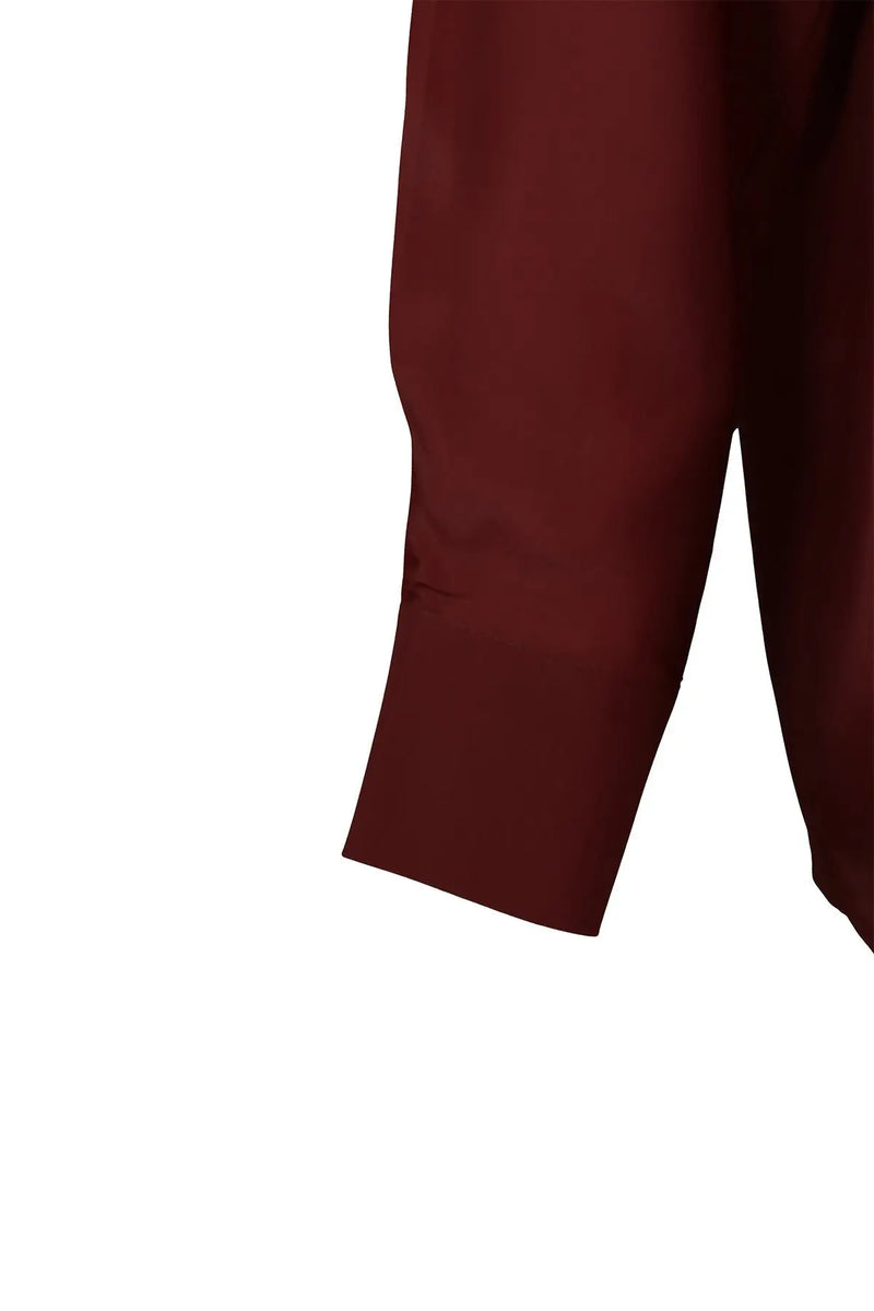 Bordo Pilise Detaylı Kadın Gömlek