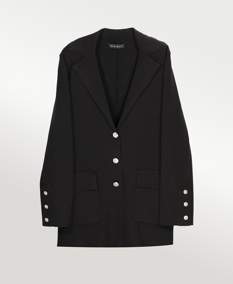 Siyah Triko Kadın Blazer Ceket  Mısırlı