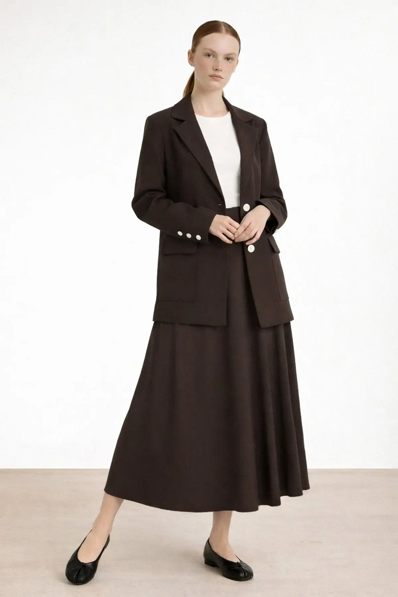 Acı Kahve Triko Kadın Blazer Ceket  Mısırlı 1951